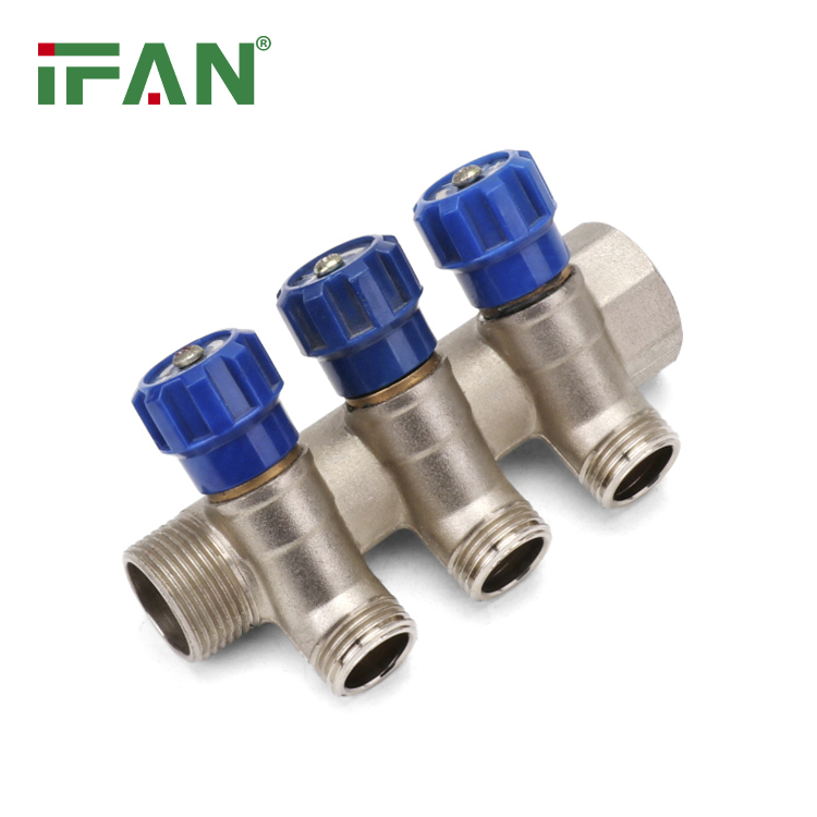 Ifan Factory Price GB-T 18992 Brass Manifold OEM 3/4"-1" Pex Pipe Manifold Blue Handle Under Floor Heating Manifold