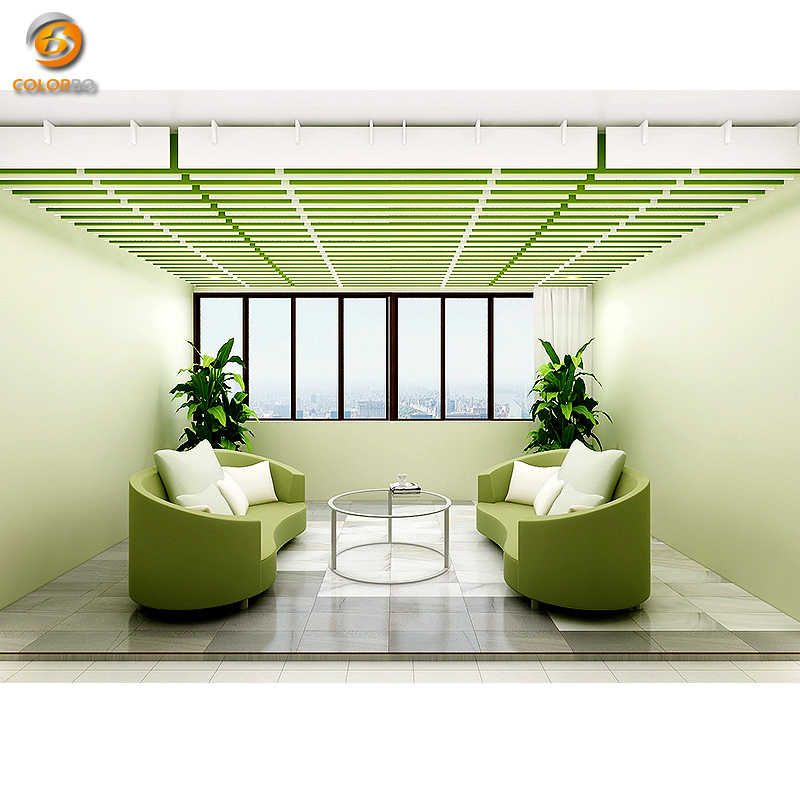 Green Eco-Friendly DIY Fireproof Acoustic Ceiling Panels with Stylish Design Options