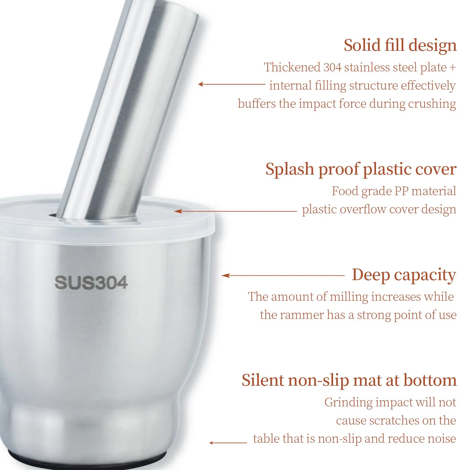 10cm 304 Stainless Steel Drum Garlic Crusher Hand Grind