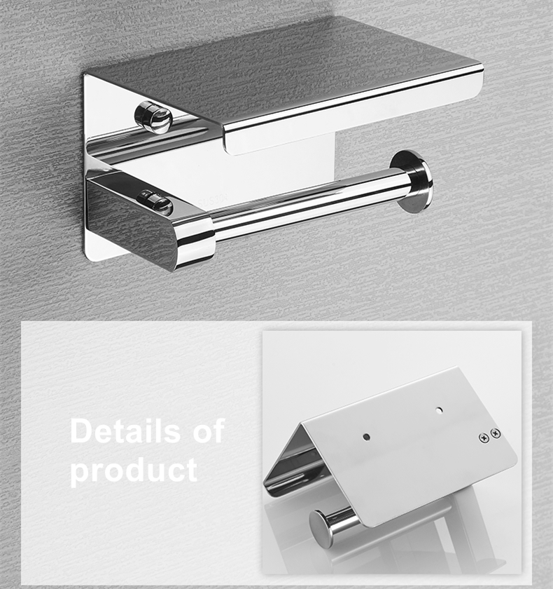 Держатель для туалетной щетки и телефона SUS304, матовый черный