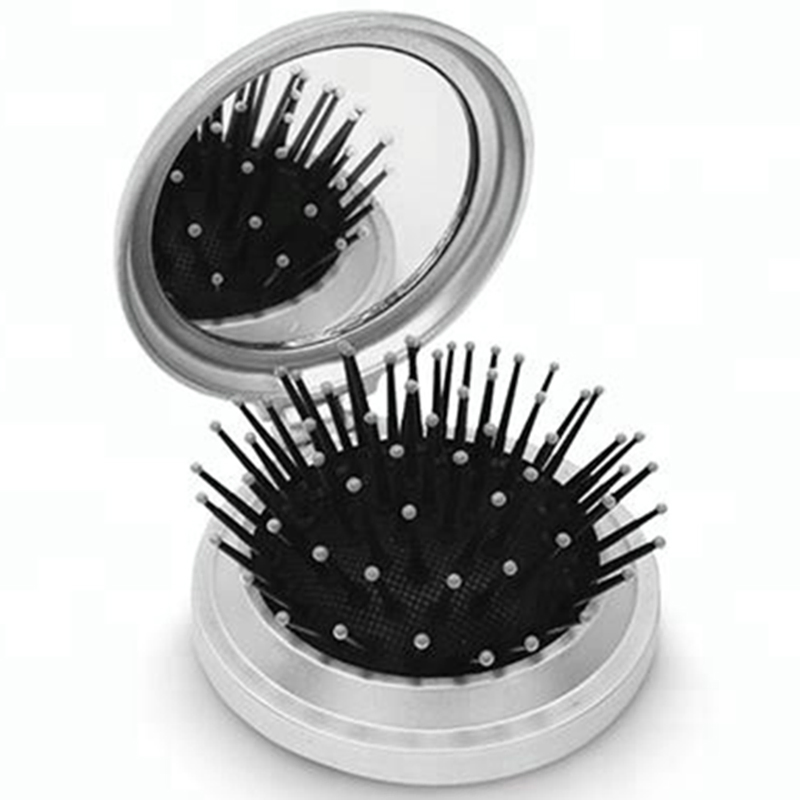 Folding Hair Brush with Mirror, Travel Plastic Foldable Comb, Promotional Gift Comb and Mirror