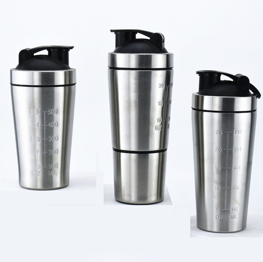 Шейкер из нержавеющей стали 304 с дозатором для протеина