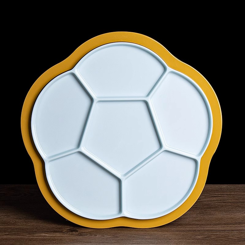 Melamine Hotel Flower Shape Dessert Plates Custom Divided 6 Section Serving Tray