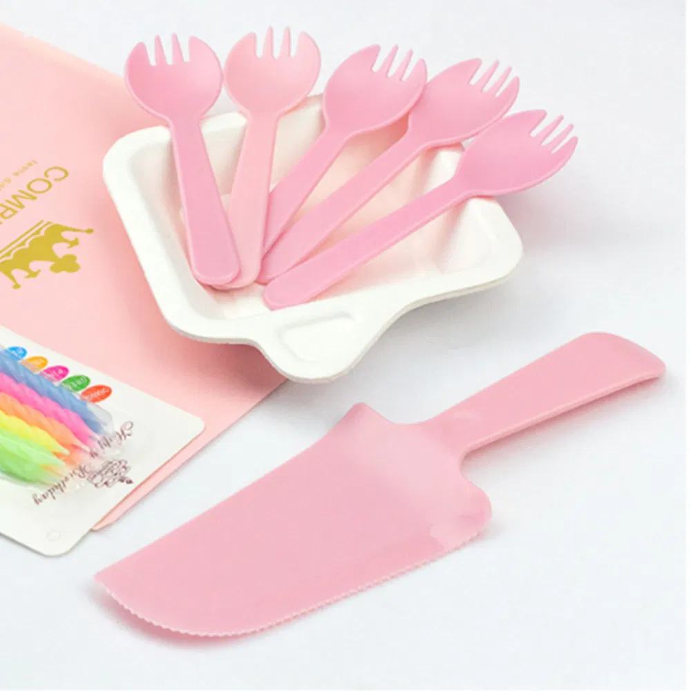 Colorful Disposable Cutlery Pink 115mm Cake Knife Party Supply
