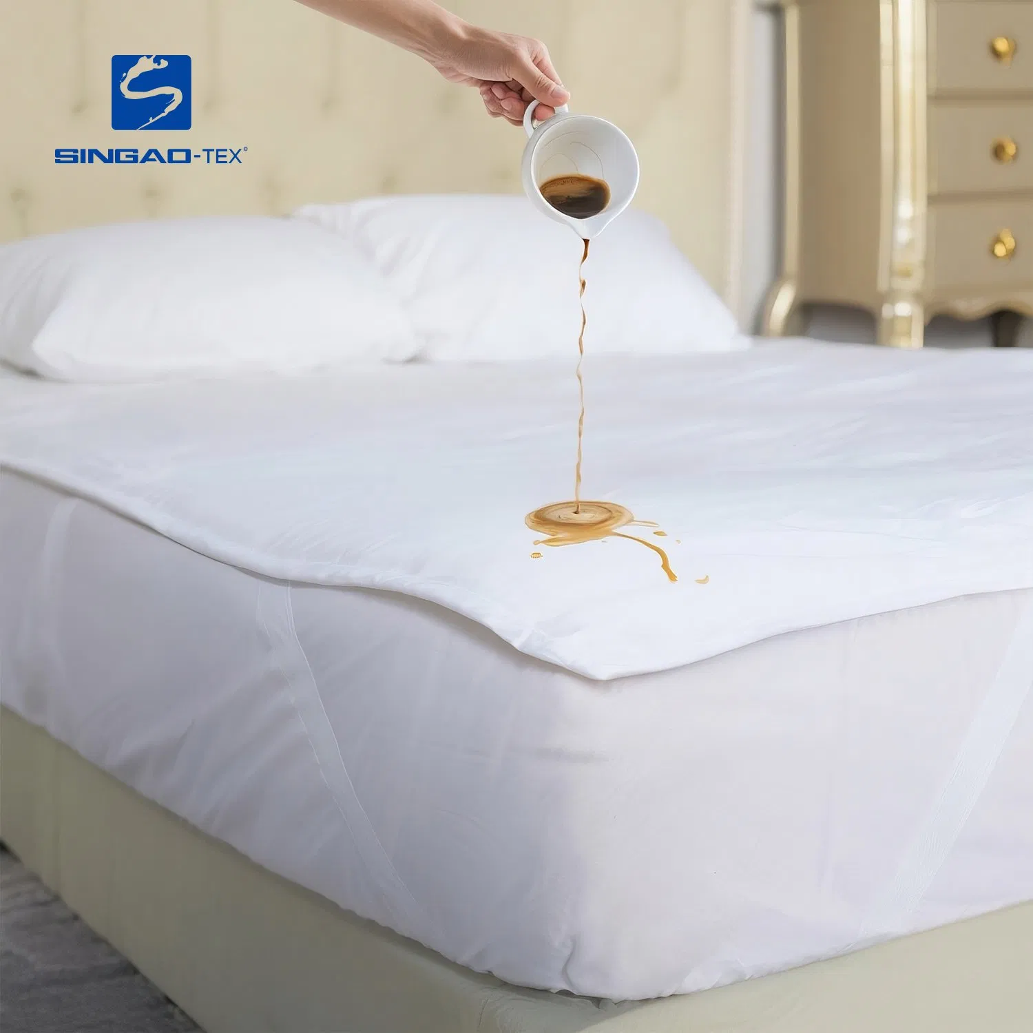 Deep Pocket Waterproof Mattress Topper Mattress Pad 4-Corner Straps for Home Hotel