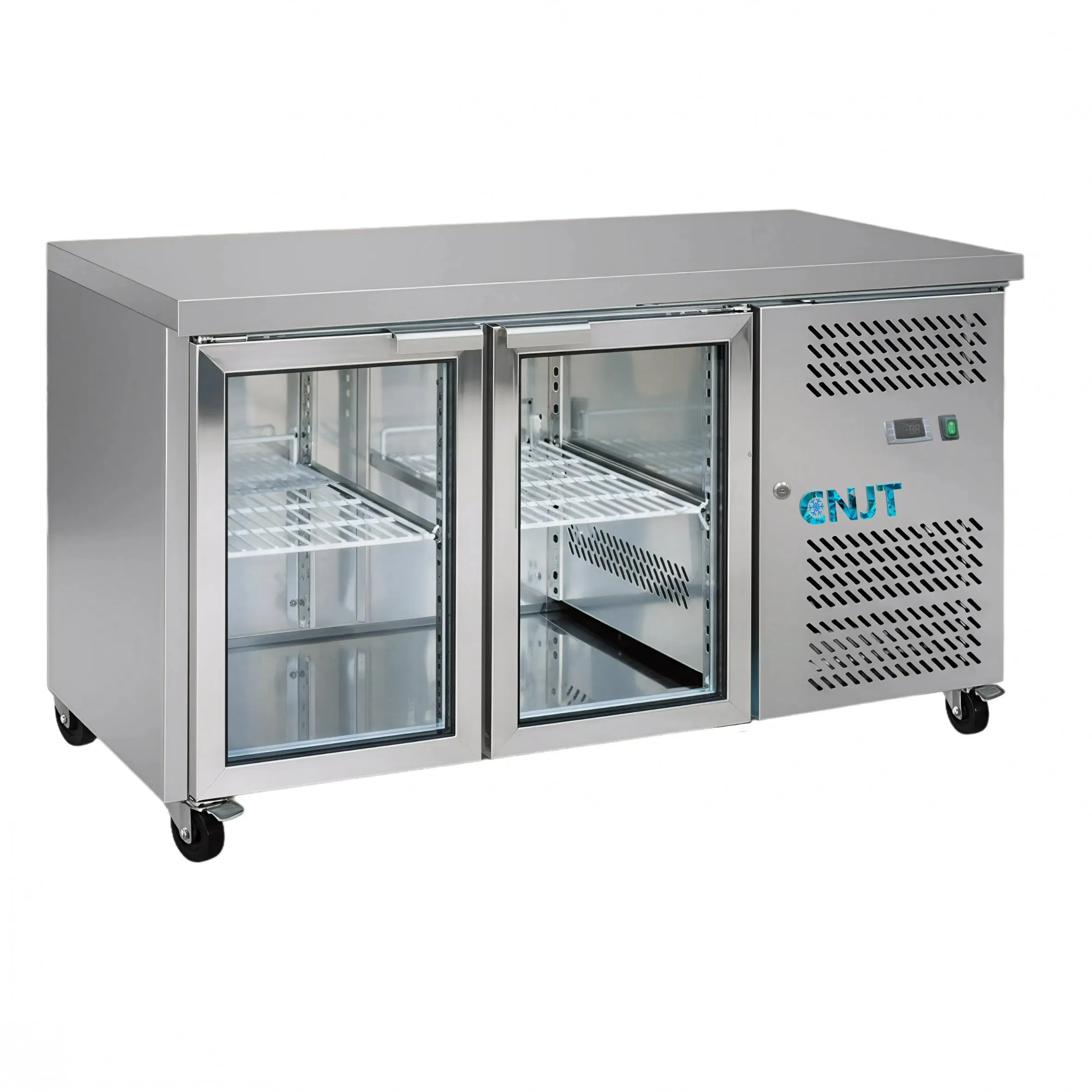 Commercial Snack Glass Door Counter Refrigerator 2 Door 3 Door 4 Door Ventilated Cooling Stainless Steel Chill Counter