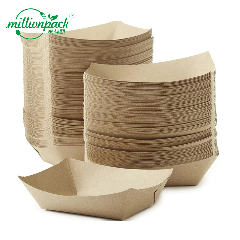 Brown Kraft Food Tray for Food Truck Service Durable Reliable Daily Food Packaging