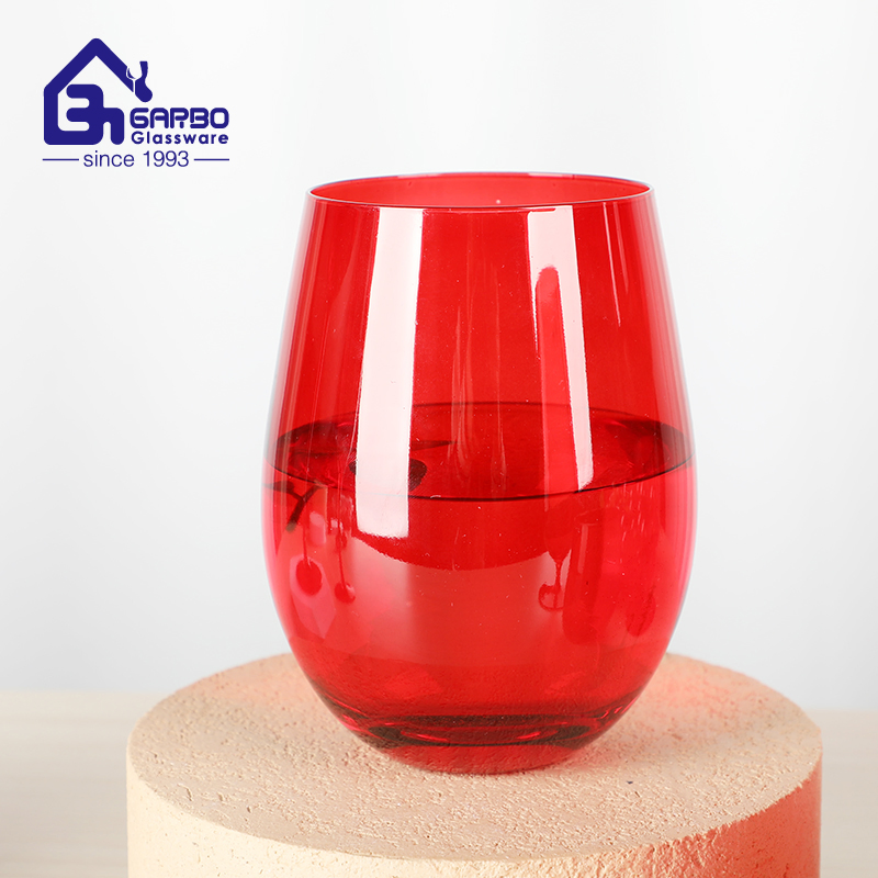 Wholesale 550ml 20oz Egg Shape Red Glass Tumbler Vasos Y Copas