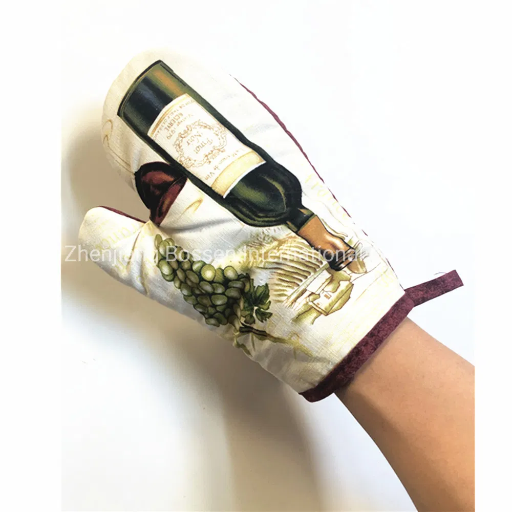 OEM Custom Print Polyester Cotton Oven Mitts Glove Oven Mitten