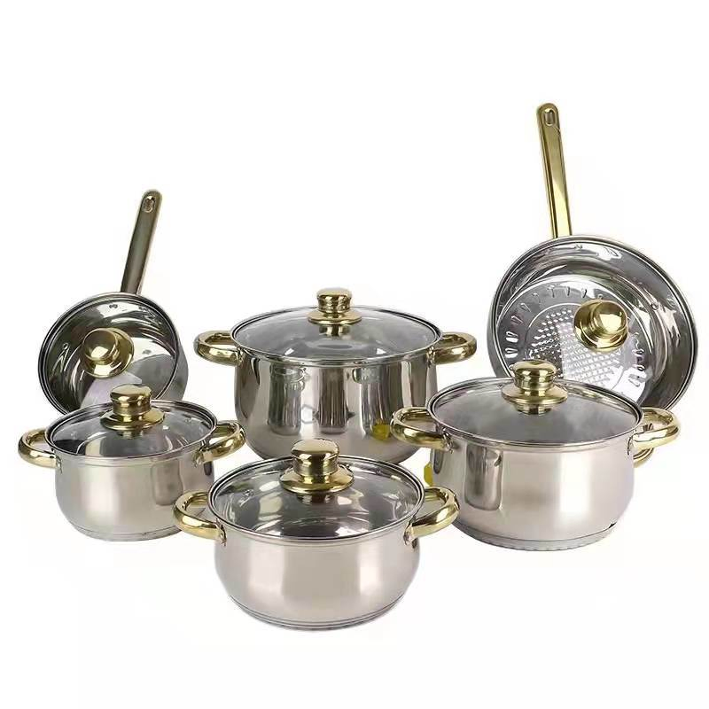 Stainless Steel Pan Utensil Kitchenware Casserole Cookware Setcook Pot Set with Handle