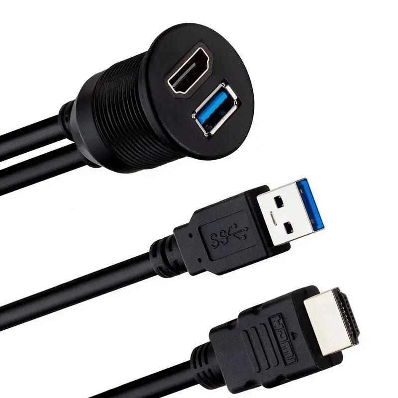High Speed HDMI USB3.0 Car Front Panel Mount Cable