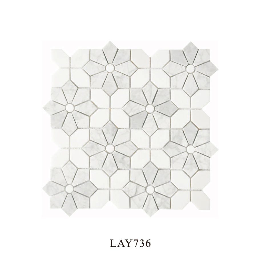 Белая мраморная мозаика для кухни 300x300 мм