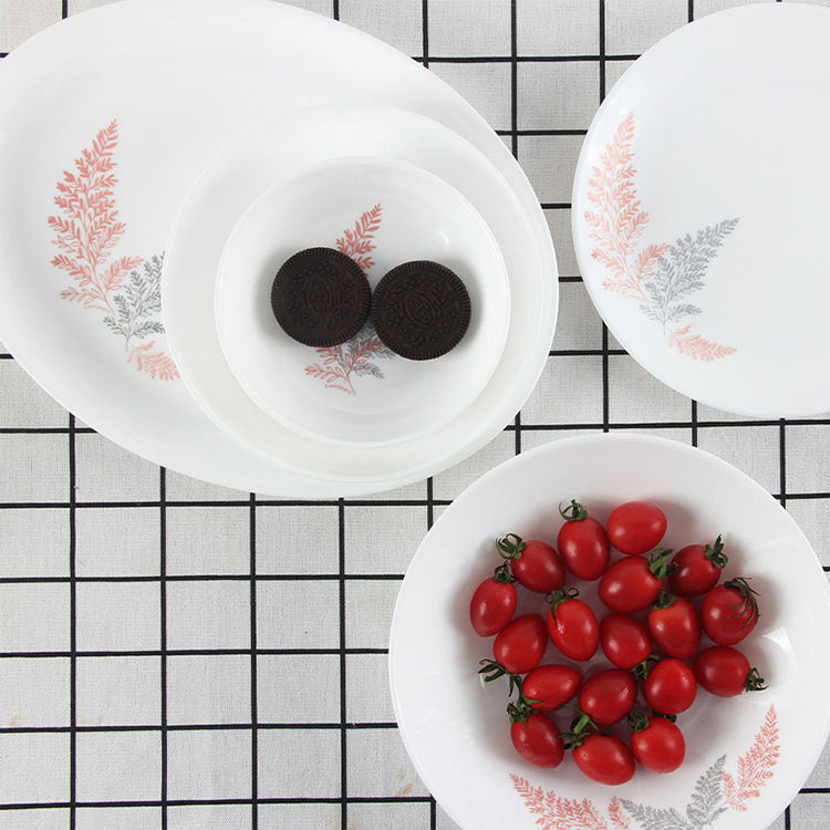 Jade Poecelain Dinner Plates Opal Glassware for Home High Quality Dishes Set
