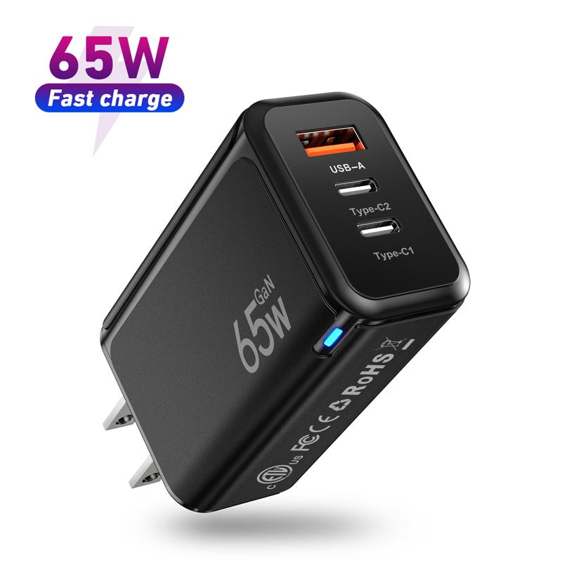 65W GaN Charger Pd 65watt Travel Chargers Multi Function Transparent Charging Pd Power Adapter