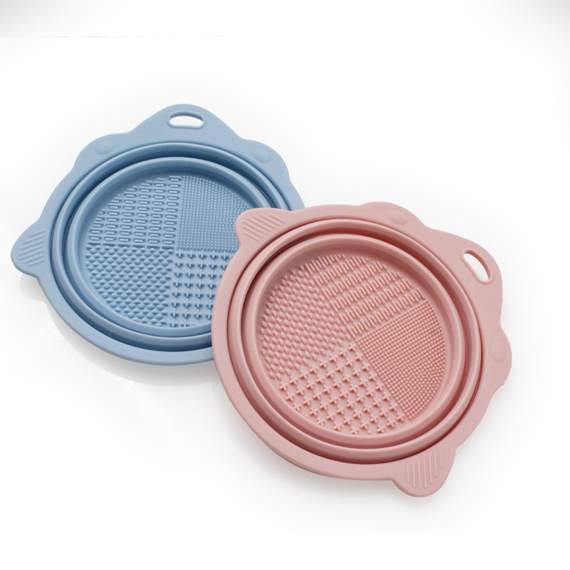 Eco Friendly Soft Silicone Makeup Brush Cleansing Mat Folding Bowl Makeup Brush Cleaning Pad
