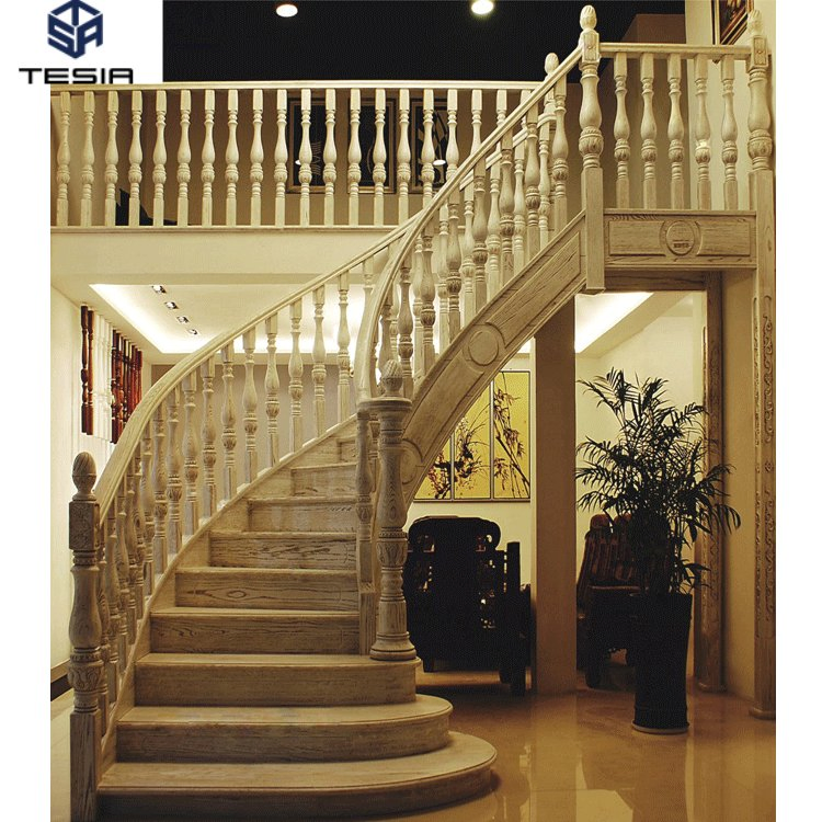 Customized Interior and Exterior Curved Wood Modern Stairs