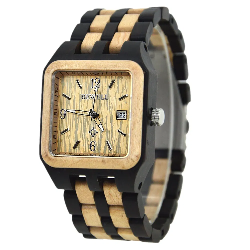 Factory Price Customized Men Wooden Watch Black Sandalwood Case and Band with Japanese Movement Minimalist