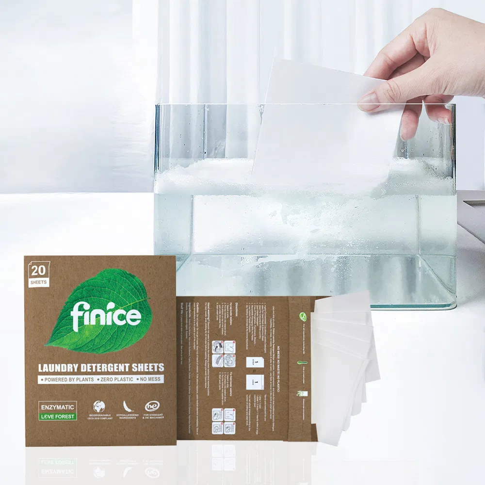 Fnc770 Wholesale Small Size Easy Portable Washing Clothes Sheet Eco Friendly Biodegradable Laundry Detergent Sheet