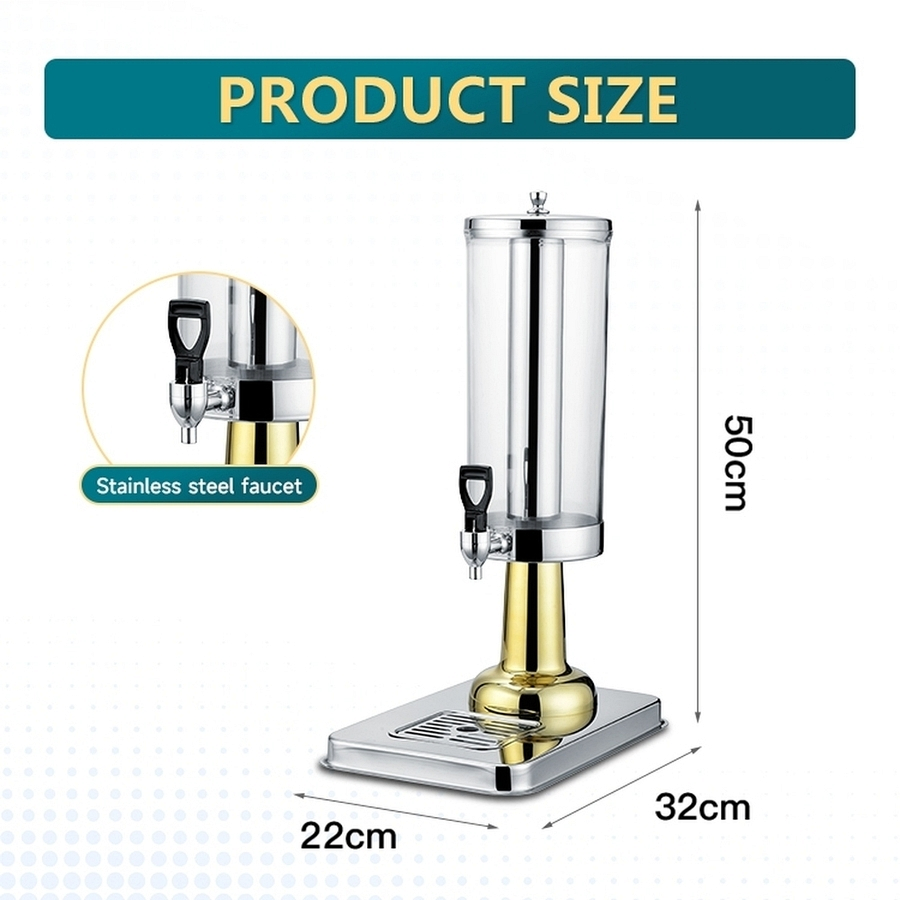 Hygienic 6L Single-Head Gold-Plated Restaurant Coffee Milk Juice Dispenser for Restaurant Kitchen