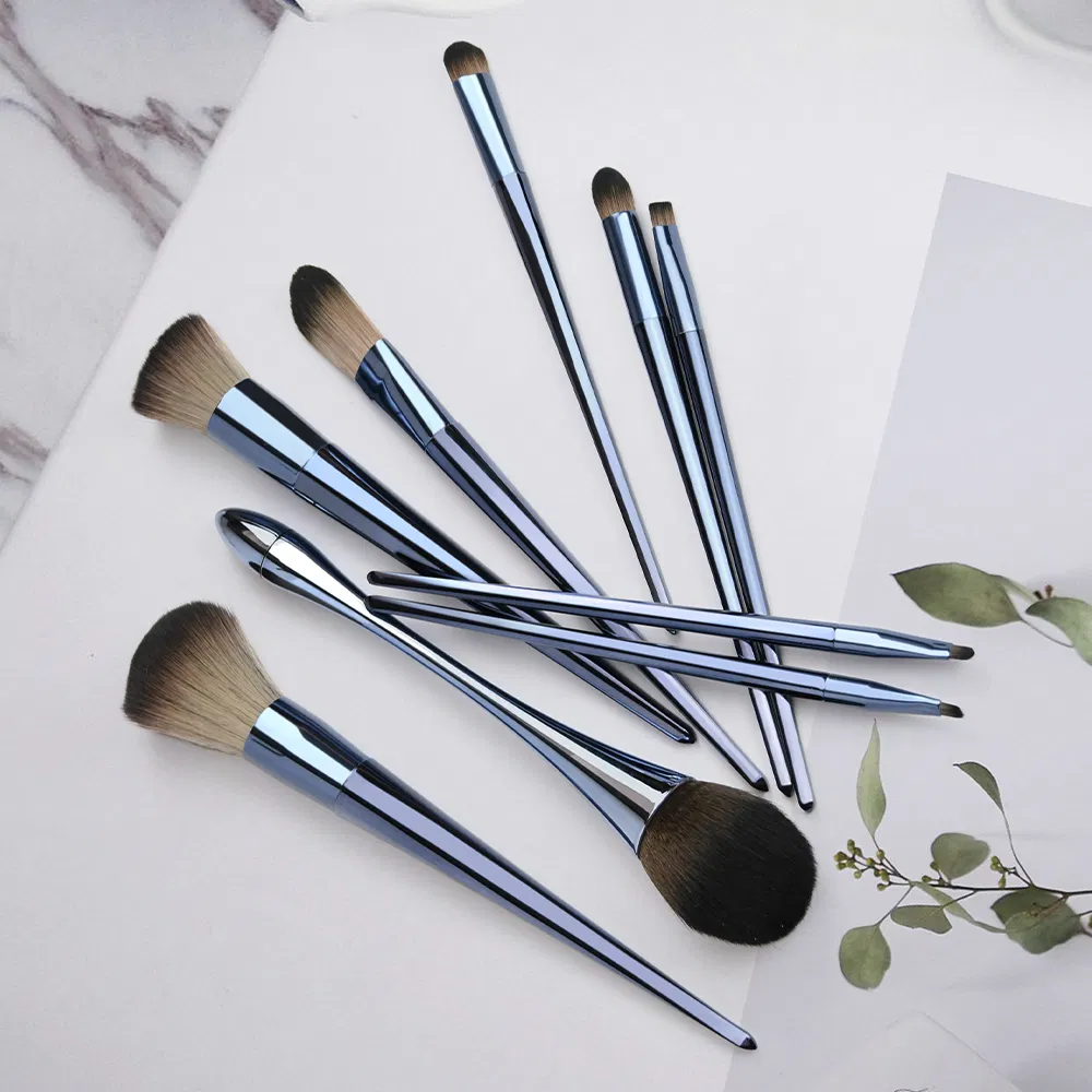 Professional Wholesale 9PCS Plastic Handle Cosmetic Powder Face Makeup Brush Set for Eye Shadow