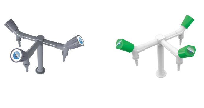 Deck Mounted Solid Brass PP Handle Triple Outlet Laboratory Faucet