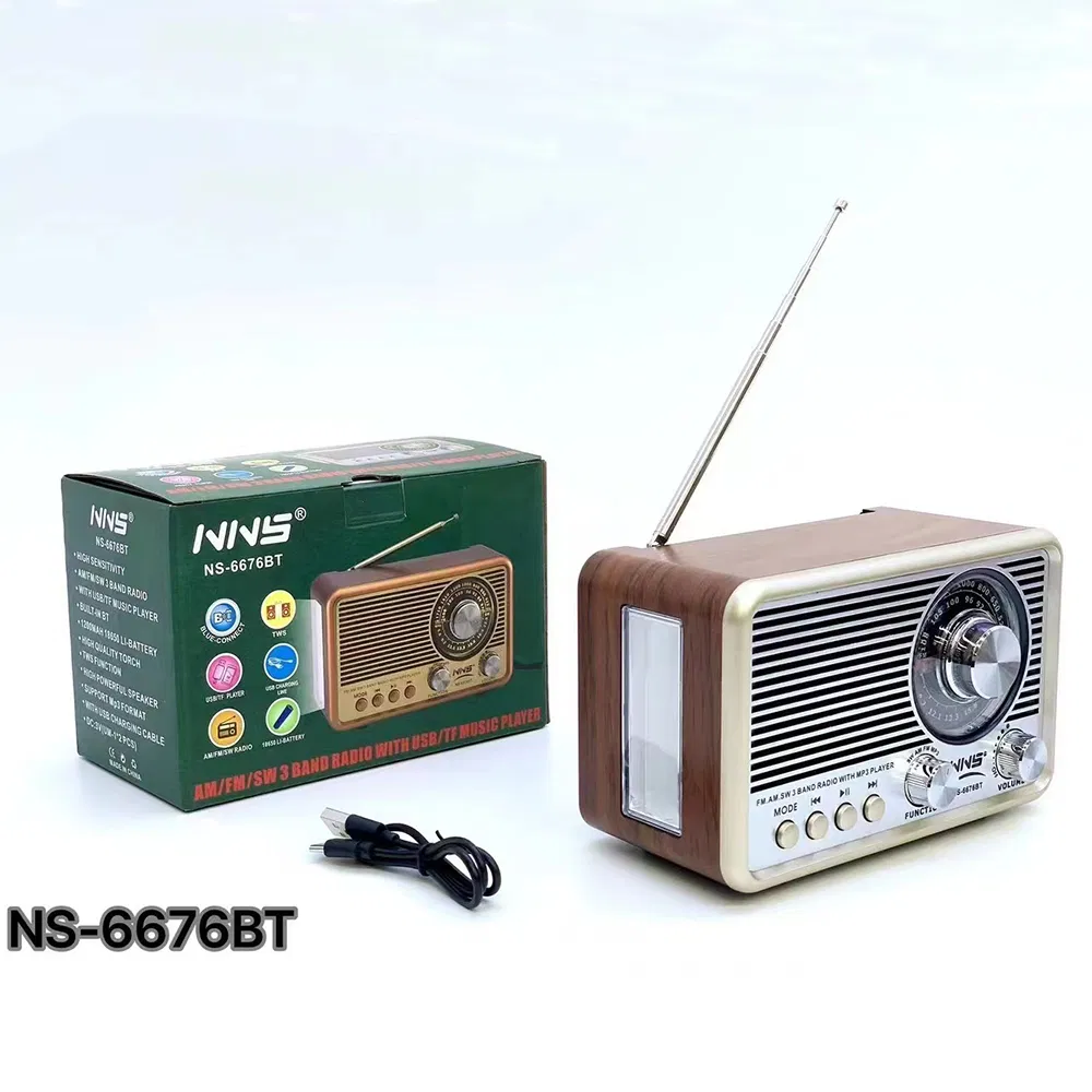 Радио-колонка NS-6676BT в деревянном корпусе с Bluetooth