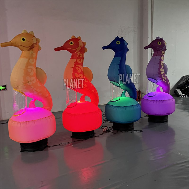 Large Inflatable Sea Horse with Colorful LED Lighting