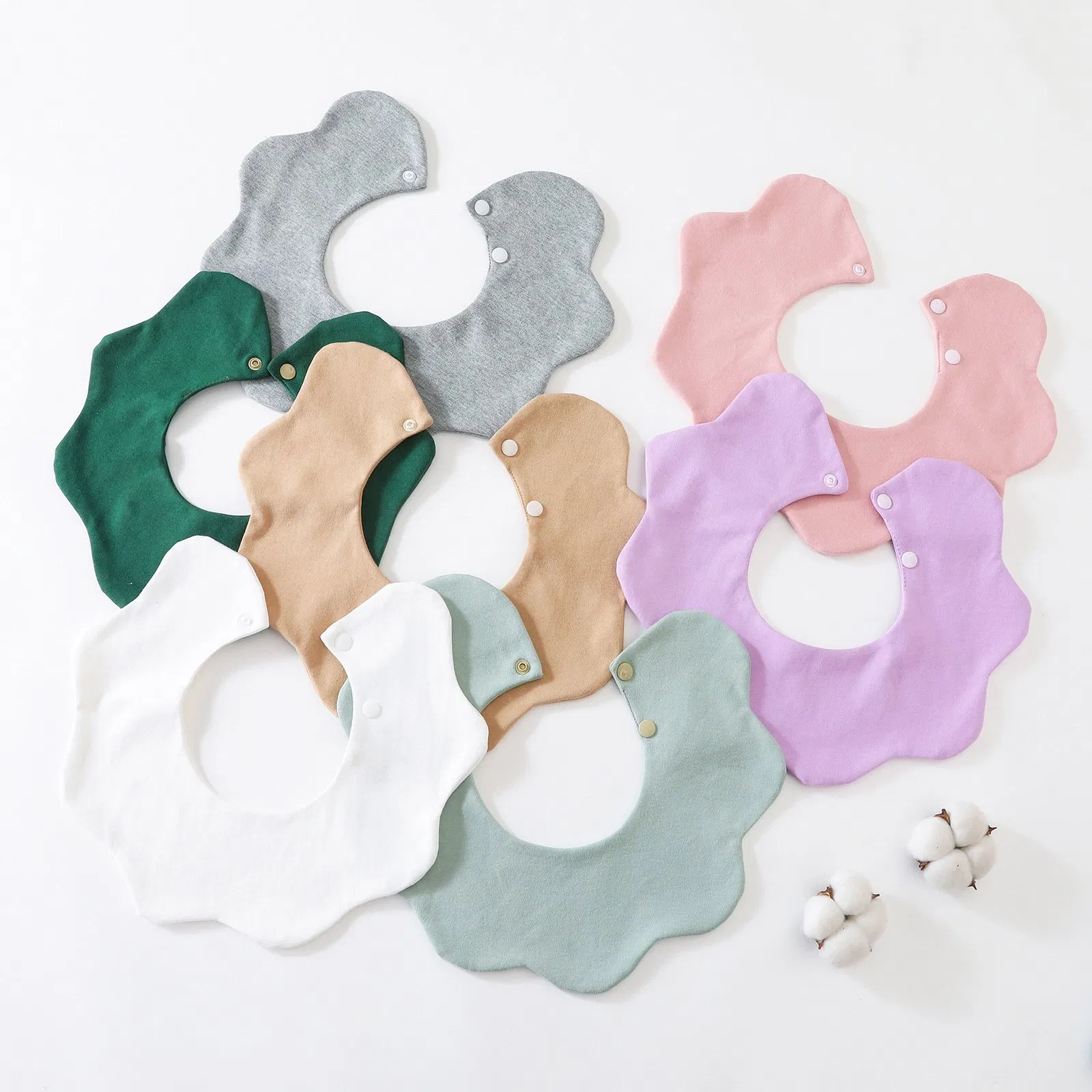 Cute Bandana Drool Bibs 360 Rotating Flower Shape Muslin Bibs
