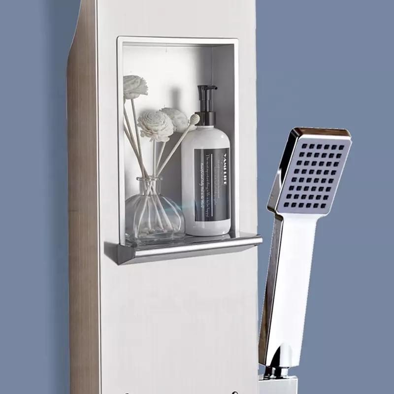 Shower Panel Bathroom Wall Mounted 201 Stainless Steel Waterfall Black Shower Column Set Tower Massage Body Jets Shower Panels