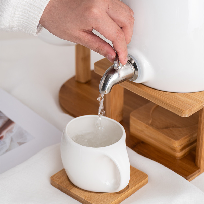 New Large White Porcelain Mug Cold Water Bottle Juice Drink Bucket