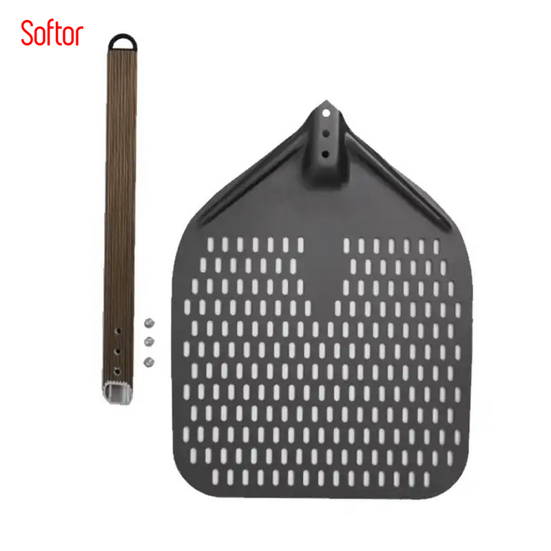 Foldable Aluminum Perforated Pizza Turning Peel with Customizable Handle