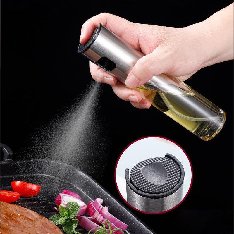 Hot Selling Glass Bottle Olive Oil Sprayer with Stainless Steel Lid for Cooking BBQ