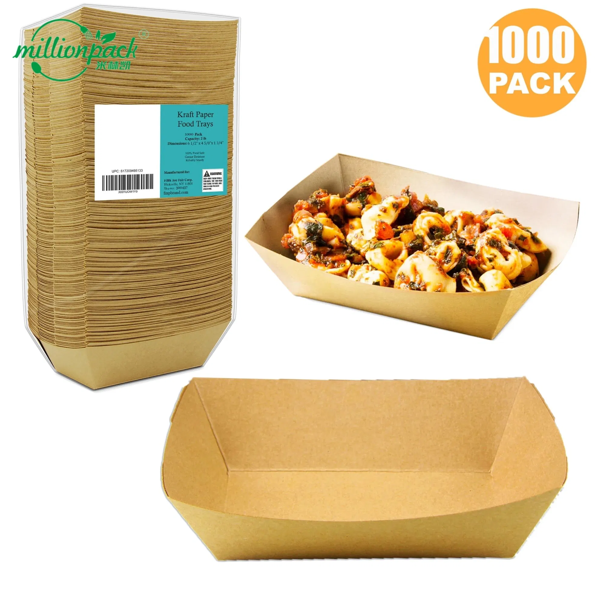 Greaseproof Paper Food Tray for Burger Fries and Hot Dogs