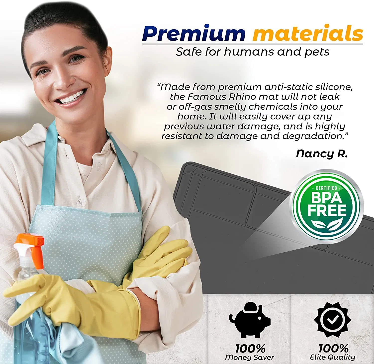 Silicone Under Sink Mats for Kitchen Waterproof Fast Drying Mat Non-Slip, Heat Resistant