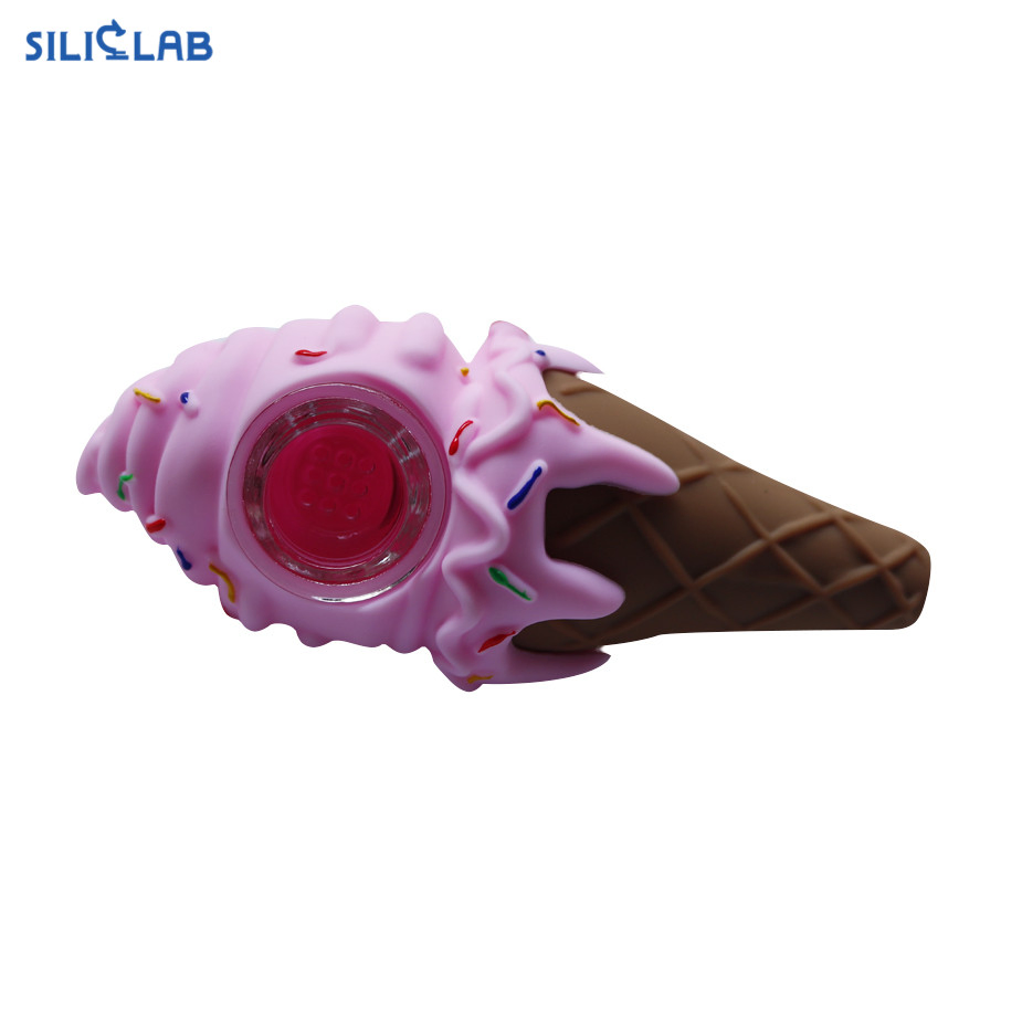 Choose Your Flavor Ice Cream Shaped Art Spoon Pocket Pipe Vape Glass Smoking Bowl Silicone Tobacco Pipe