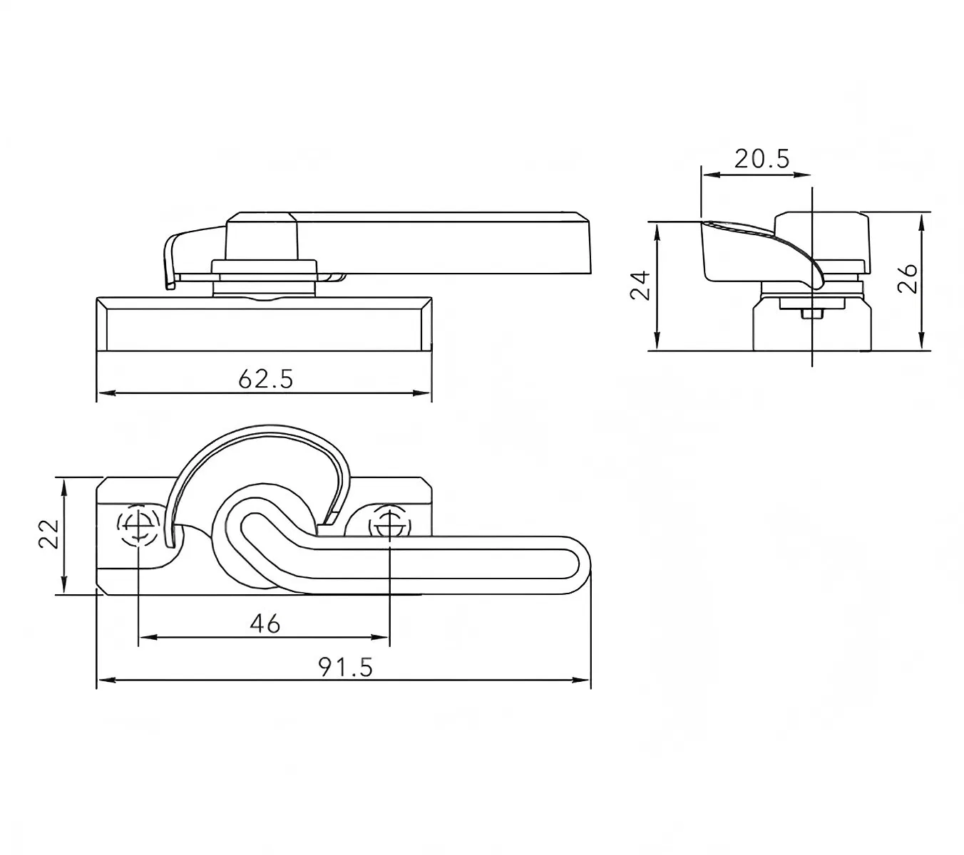 Hot Sale Zinc or Alu Alloy UPVC Sliding Windows Crescent Locker Half Moon Locker with Right and Left Opening