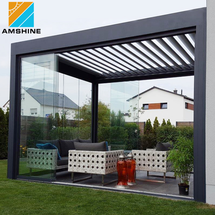Outdoor Sun Shade Motorized Aluminium Louvred Bioclimatic Pergola Patio Roof Garden