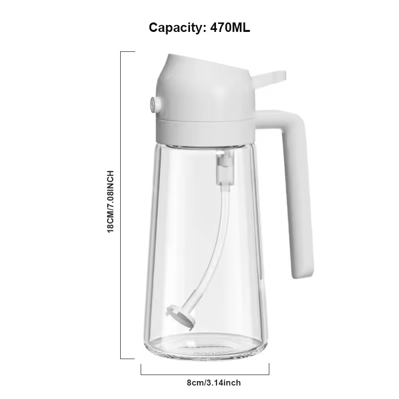 470ml 600ml Mist 2 in 1 Olive Oil Dispenser Bottle Kitchen Glass Oil Spray Bottle Oil Sprayer for Cooking