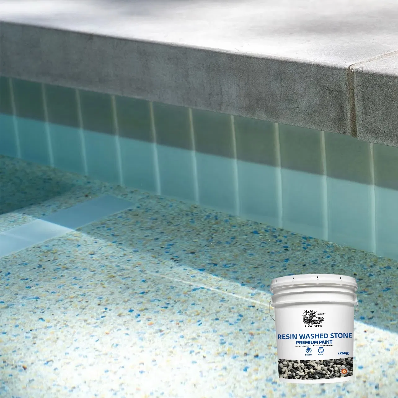 Waterproof Durable Resin Washed Stone Floor Paint Easy Maintenance Skid Resistance Non-Toxic