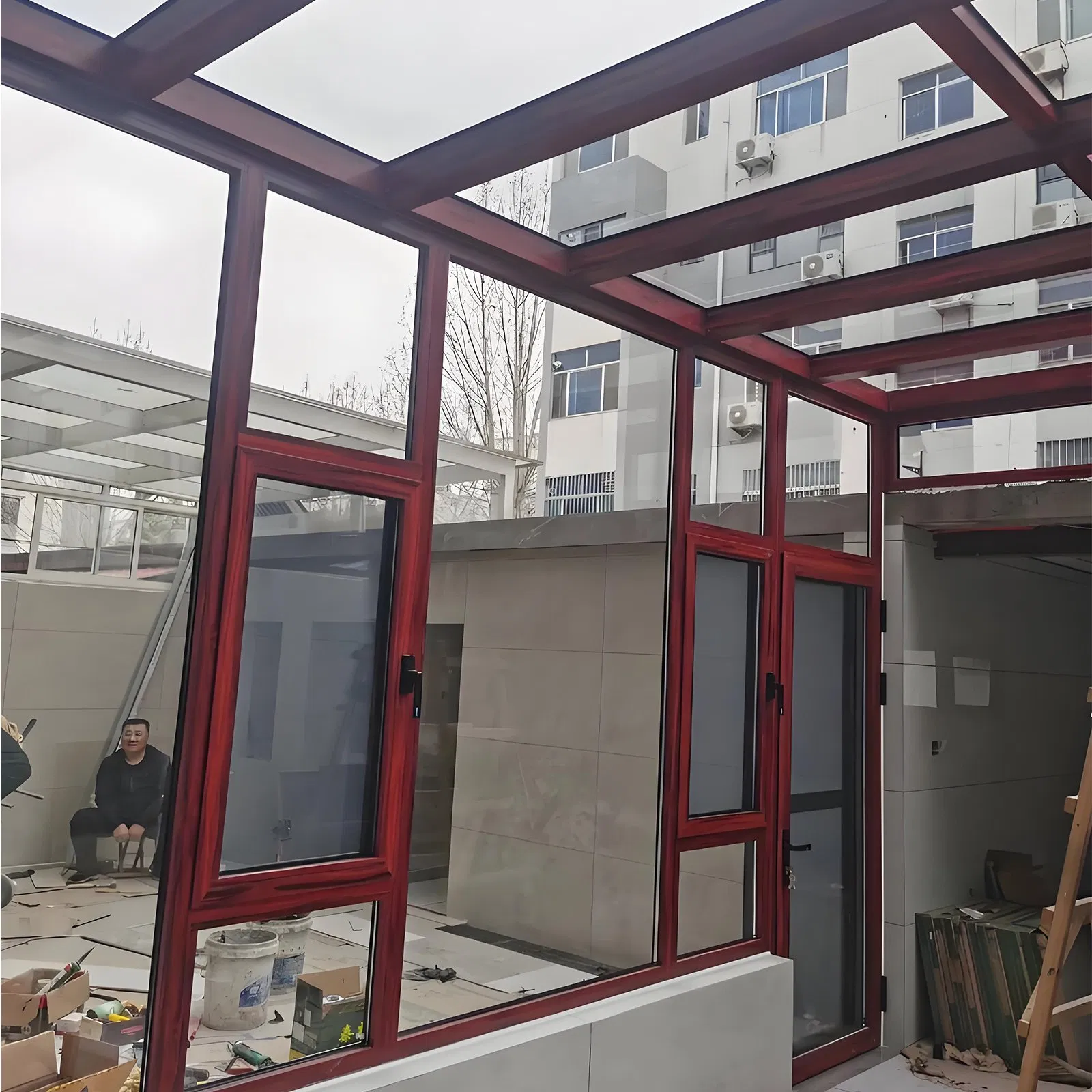Modern Design Electric Retractable Skylight Tempered Glass Roof Aluminum Sunroom