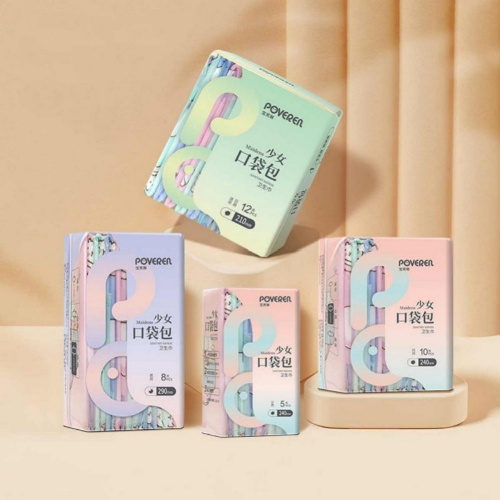 Private Label Maternity No-Woven Absorbent Print High Quality Super Absorbent Wing Side Tape Lady Pads Sanitary Napkin