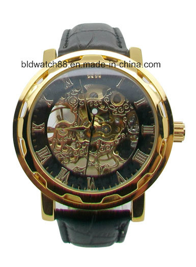 Hot Men's Squre Case Silver Skeleton Mechanical Wrist Watches