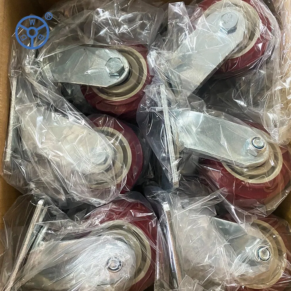 Wbd Caster Manufacturer Colson 4 5 6 8inch Polyurethane PU Wheel Rotating Caster Wheels with Side Brake