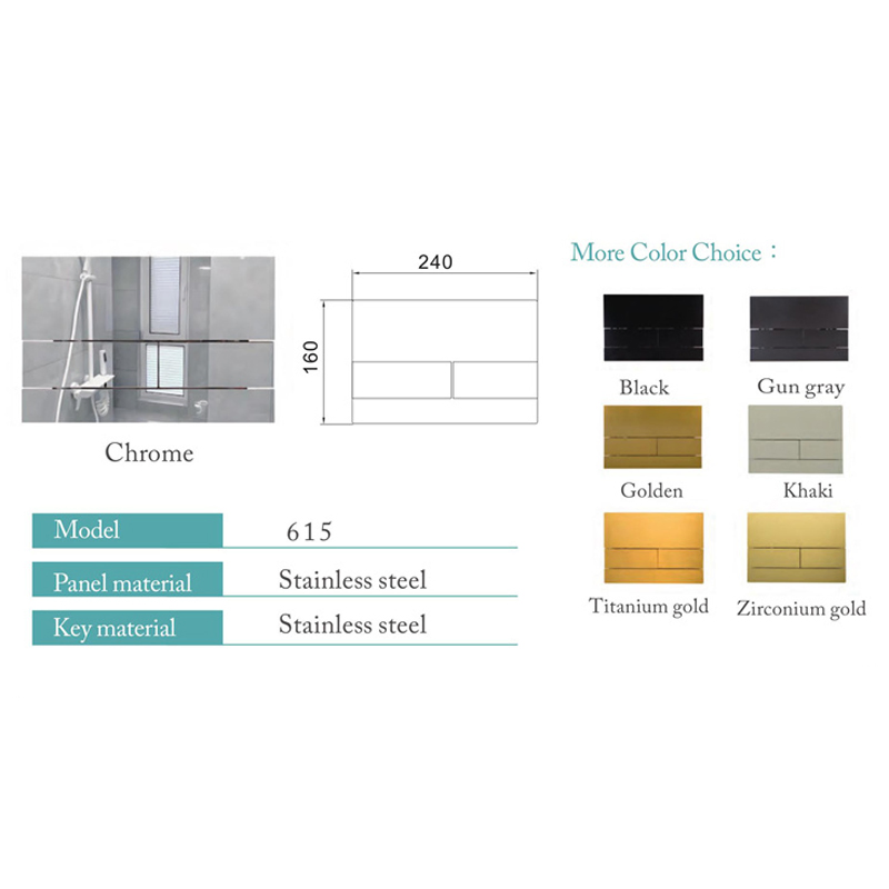 Toilet Water Tank Stainless Steel Dual Flush Button Silver Color Square Concealed Cistern Flush Button Panel