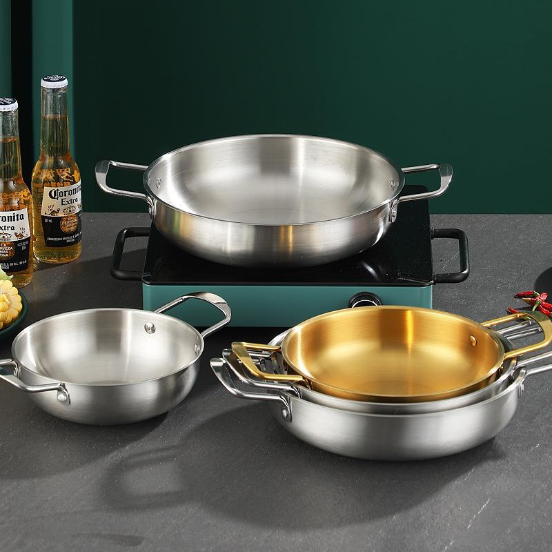 Golden Flat-Bottomed Pot for Serving Crayfish and Hot Pot