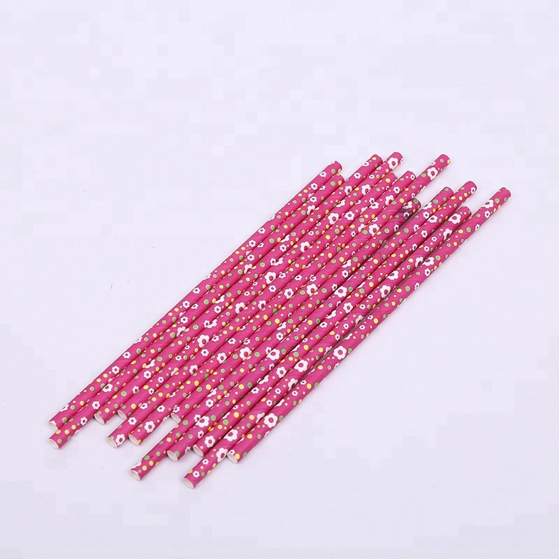 Eco-Friendly Pink Floral Paper Straws for Sustainable Sipping