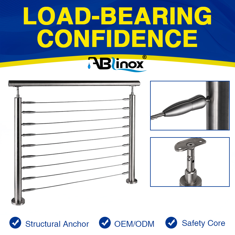 China Factory Custom Staircase Fence Pole Hardware Parts Direct Handrail Brushed Stainless Steel Railing Balustrade Post