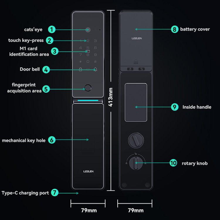 Leelen Face Recognition Fingerprint Keyless Unlock APP Remote Control Intelligent Digital Door Lock Use Different Scenarios