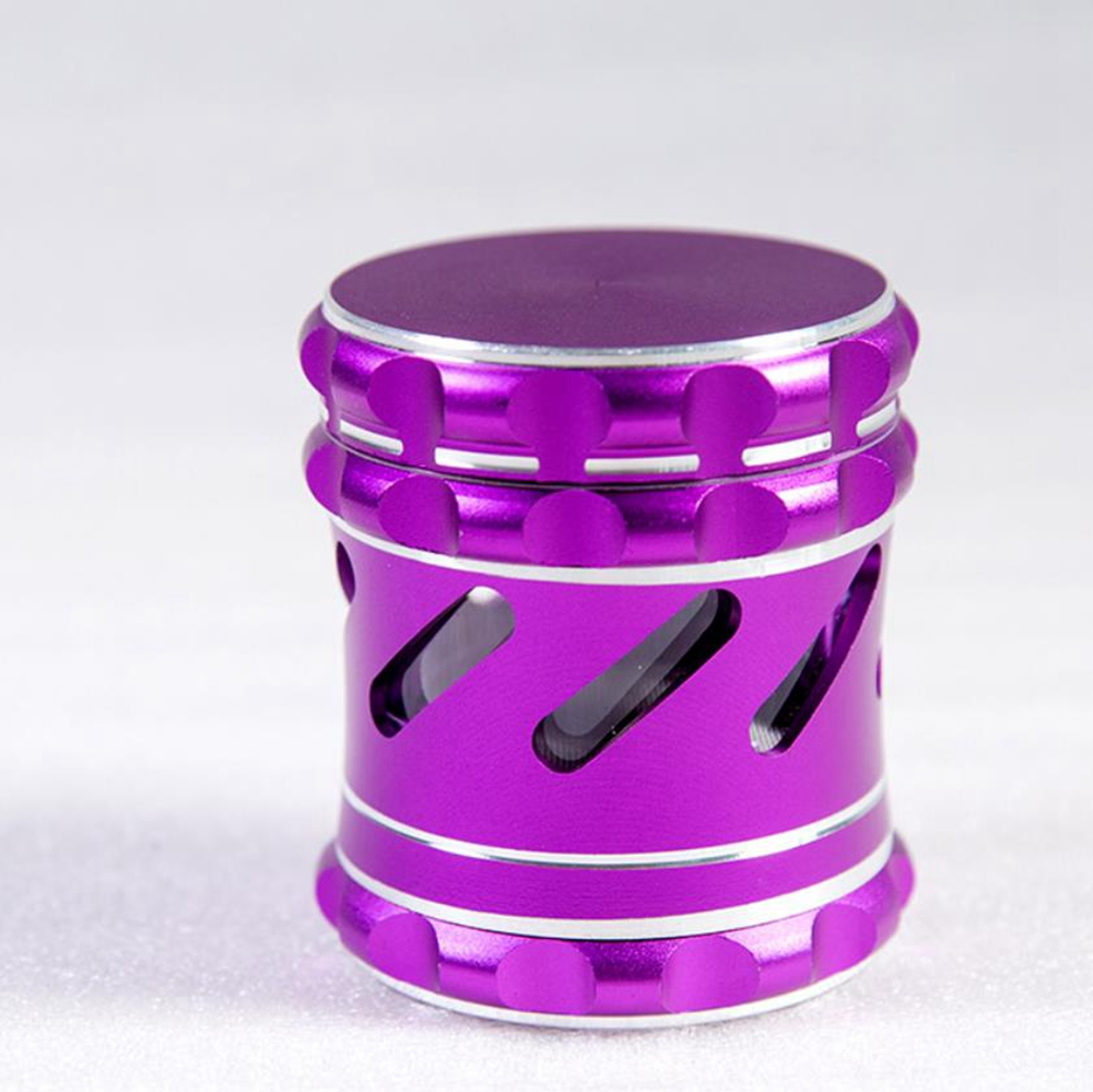 4 Layers Waist Drum Type with Visible Window Flat Metal Aluminum Alloy Dry Herb Grinder