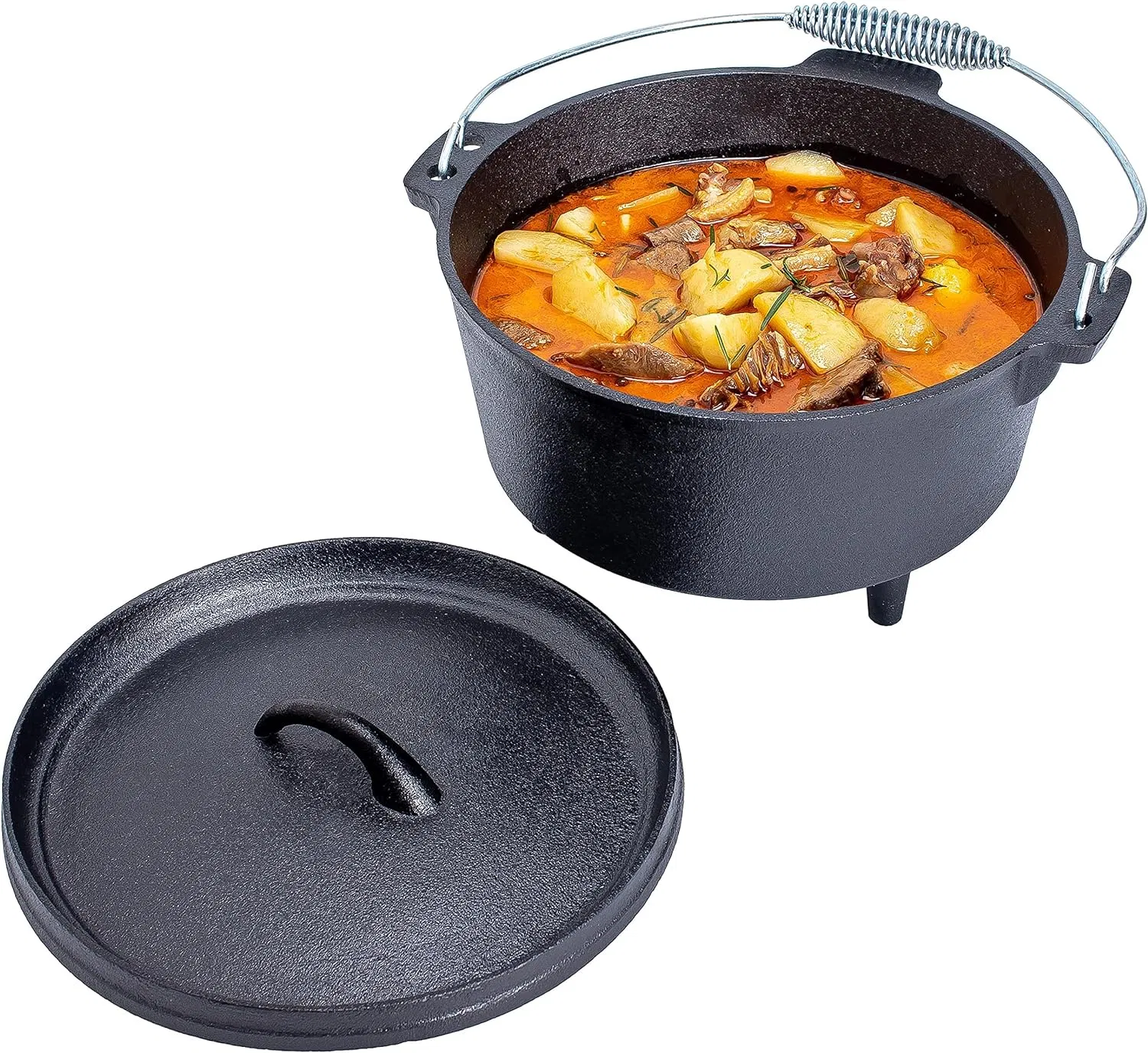 Чугунный котелок для кемпинга с крышкой, 7.5 кварт